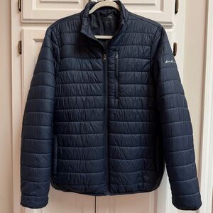 Eddie Bauer Men’s Full Zip Puffer Jacket Navy Blue Size Medium
